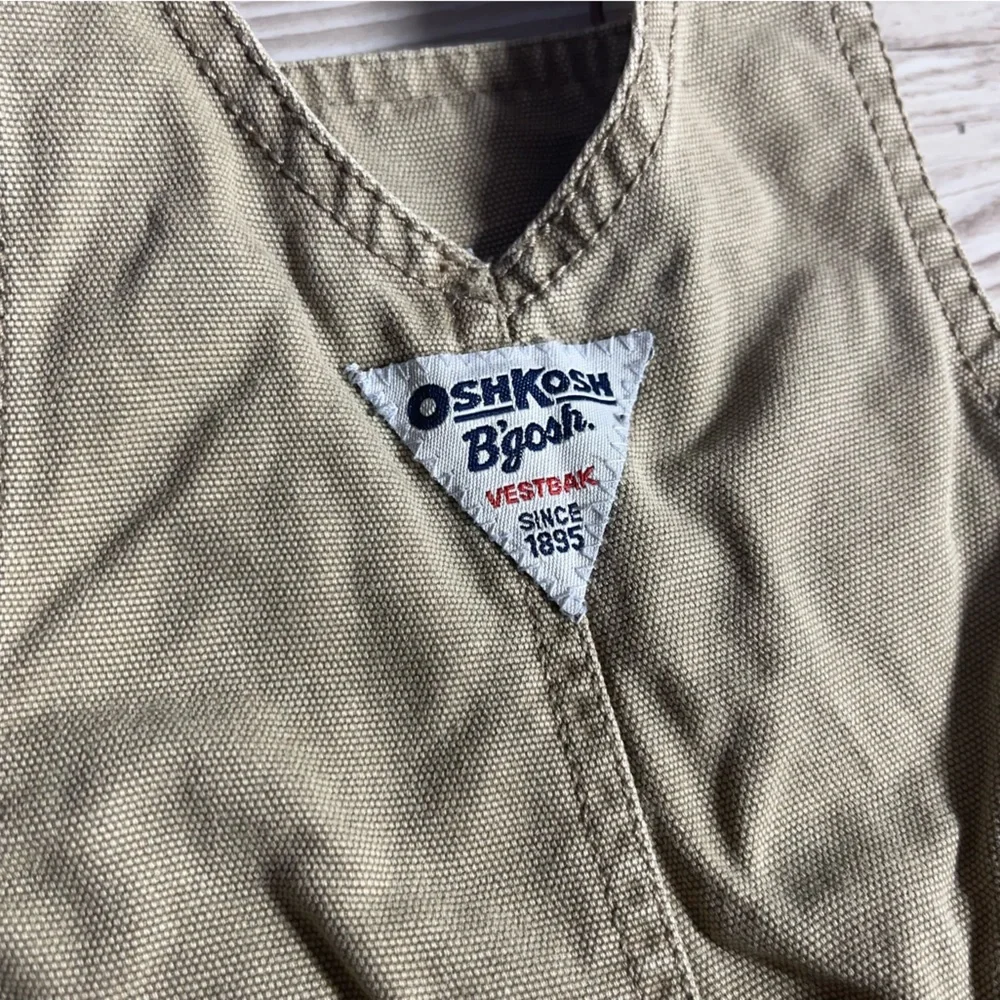 Vintage Osh Kosh Bgosh Beige Moose Mountain Toddler Overalls